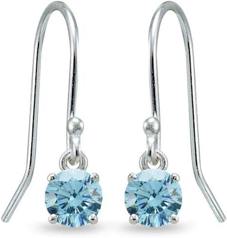 Sterling Silver 5mm Round Small Solitaire Dangle Earrings for Women or Teen Girls Made with European Crystals in Saudi Arabia