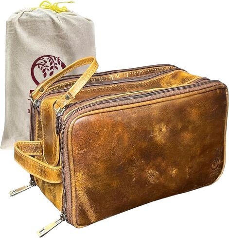 راستك تاون حقيبة أدوات الزينة الجلدية للنساء والرجال - مجموعة دوب للحلاقة - حقيبة مستحضرات التجميل لتنظيم مستحضرات التجميل بحجم السفر in Kuwait