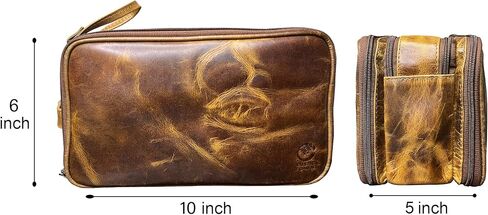 راستك تاون حقيبة أدوات الزينة الجلدية للنساء والرجال - مجموعة دوب للحلاقة - حقيبة مستحضرات التجميل لتنظيم مستحضرات التجميل بحجم السفر in Kuwait