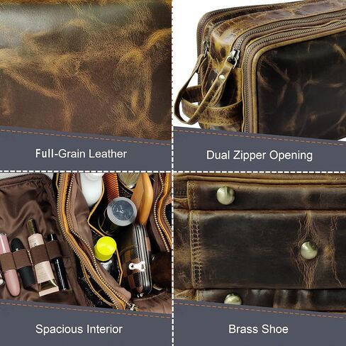 راستك تاون حقيبة أدوات الزينة الجلدية للنساء والرجال - مجموعة دوب للحلاقة - حقيبة مستحضرات التجميل لتنظيم مستحضرات التجميل بحجم السفر in Kuwait