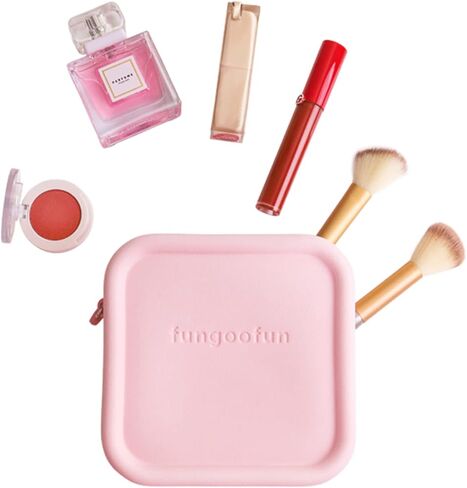 Pink Makeup Bag - Eva Waterproof Cosmetic Bag for Women, Square Toiletry Bag Travel Organizer for Girls, Mini Small Make Up Bag Cosmetic Zipper Pouch, Lipstick Makeup Case Organizer in Saudi Arabia