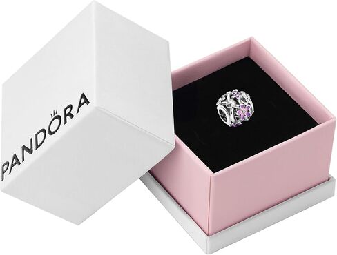 Pandora Openwork Purple Daisy Charm - Compatible Moments Bracelets - Jewelry for Women - Gift for Women in Your Life - Made with Sterling Silver & Enamel, With Gift Box in Saudi Arabia