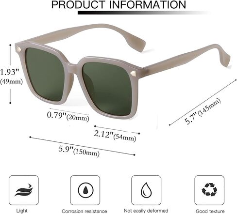 نظارات شمسية نسائية كلاسيكية من SDINM، نظارات شمسية مربعة كبيرة الحجم، نظارات شمسية نسائية كبيرة الحجم in Kuwait