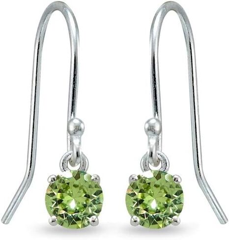 Sterling Silver 5mm Round Small Solitaire Dangle Earrings for Women or Teen Girls Made with European Crystals in Saudi Arabia
