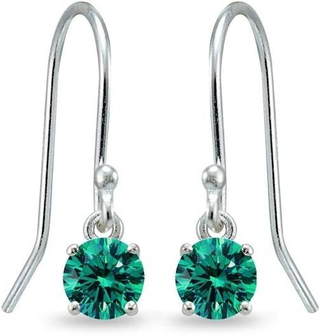 Sterling Silver 5mm Round Small Solitaire Dangle Earrings for Women or Teen Girls Made with European Crystals in Saudi Arabia