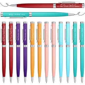 Fuutreo 12 Pcs Teacher Appreciation Week Gifts for Men Women Teachers' Gift Pen with Engraved Inspirational Quote from Students Black Ink Retractable Ballpoint Pens for Teacher Graduation New Year