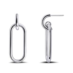 925 Sterling Silver Double Hoop Post Earrings for Women, Silver Long Oval Hoop Earrings for Sensitive Ears, Circle Stud Earrings for Fashion Trendy