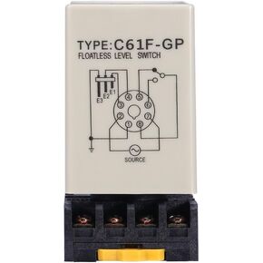 Liquid Water Level Sensor, Floatless Level Switch, C61F-GP AC220V 50HZ/60HZ Liquid Level Controller with Base for Water Industry