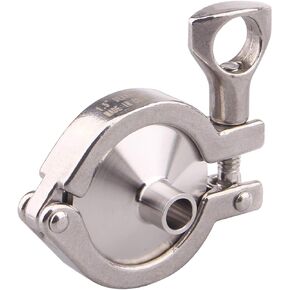 DERNORD Stainless Steel Tri-clamp (1.5" Tri-clover Clamp) + 2 Pcs SUS304 Sanitary Pipe Weld Ferrule + FKM Gasket (1/2 Inch)