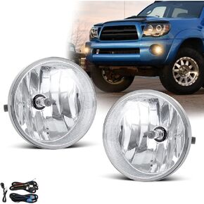 SPIEGEER Fog Lights Assembly for 2005-2011 Toyota Tacoma,Replacement Kit for 2007 2008 2009 2010 2011 2012 Toyota Tundra, 2004-2006 Toyota Solara with Wiring & Switch Halogen Bulbs Clear Lens