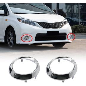 FZJDSD 1 Pair Fog Light Lamp Bezel Cover Compatible with Toyota Sienna SE 2011 2012 2013 2014 2015 2016 2017 Chrome Trim Rings Replace 52713-08020 52712-08020 TO1038150 TO1039150