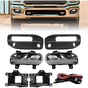 CNYGO LED Fog Light Compatible with 2019 2020 2021 2022 Dodge Ram 2500 3500, Front Bumper Fog Lights Assembly with Lamp Bracket Wires Switch