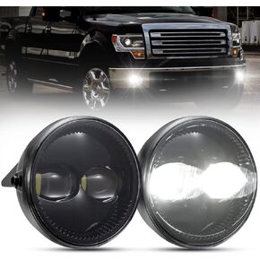 BUNKER INDUST f150 LED Fog Lights Compatible with Ford F-150 2009 2010 2011 2012 2013 2014, 1 Pair OEM Replacement Front Bumper Driving 4.5" Round Fog Lamp Kit
