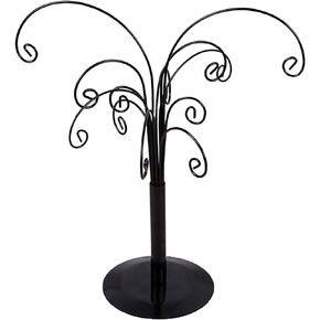 10.6 inch Ornament Tree Display Stand Rotating Decor, Decorative Black Metal Tabletop Display Stand Features Multiple Hooks, Display Rack for Ornaments Glass Globes Balls and Small Craft Items(#1)