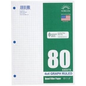 Norcom Quad Filler Paper, 10-1/2" x 8", 4 Squares/Inch