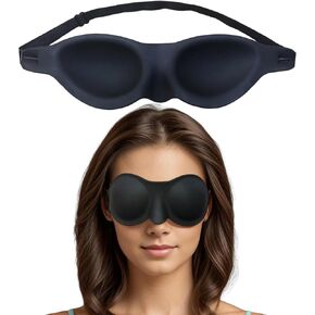 Moisture Chamber Glasses for Dry Eyes - Vowleike Soft Silicone Sleep Goggles, Reusable Comfortable & Lightweight Sleep Mask, CPAP Compatible, Elastic and Stretchable Strap (Black)