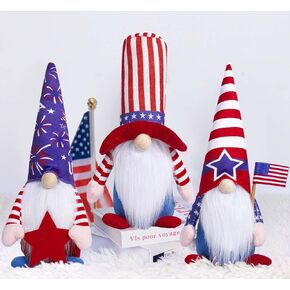 ديكورات التماثيل الوطنية في الرابع من يوليو للمنزل مقاس 13.4 بوصة في الرابع من يوليو جنوم قطيفة تحمل علم الولايات المتحدة الأمريكية يوم الاستقلال التذكاري يوم الجني دمية إسكندنافية هدية طاولة حفلات ديكور صينية متعبة (مجموعة من 3) in Kuwait