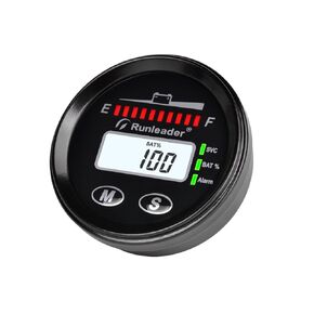 Runleader 12V/24V 36V 48V Battery Power Indicator,Hours & Voltage Gauge,Applicable to Battery Lead Acid Gel LiFePO4 Trojan AGM 18650,Backlight Display for Lawn Mower Golf Cart Forklift Motorhome