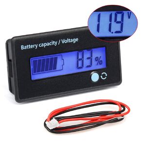 FIXITOK Battery Meter with Alarm Capacity Voltage Monitor DC 12V 24V 36V 48V 60V 72V 84V Battery Capacity Voltage Gauge Indicator for Golf Cart Boat Car RV Motorcycle Lithium Battery (Green)