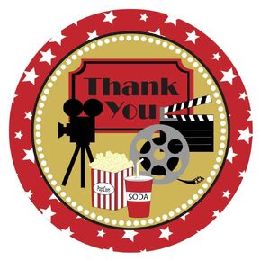 Movie Night Thank You Sticker Labels by Adore By Nat - Cinema Theater Entertainment Party Decoration - Set of 30