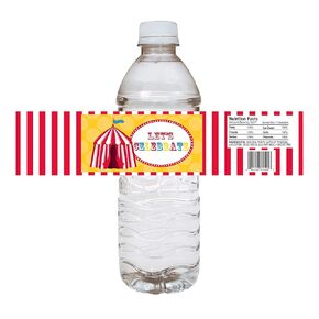 Circus Carnival Water Bottle Labels by Adore By Nat - Children Birthday Big Top Party Drink Stickers - Set of 12