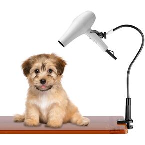 Ejoyous Hands-Free Hair Dryer Holder Dog Pet Grooming Table Blower Dryer Stand Aluminum Alloy Grooming Dryer Hose Holder Desktop Clamp Clip Adjustable Flexible Third Arm with Clamp Clip, Black