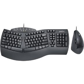 Perixx PERIDUO-512B US, Wired Ergonomic Keyboard and Vertical Mouse Combo - USB - Black - US English