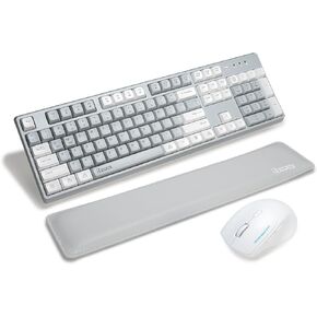 RECCAZR Wireless Keyboard and Mouse Combo with Wrist Rest, 2.4G Full-Sized Keyboard and Mouse Cordless, 3 DPI Adjustable Silent Mouse, Dual-System Keyboard for Computer/Laptop/Windows/Mac