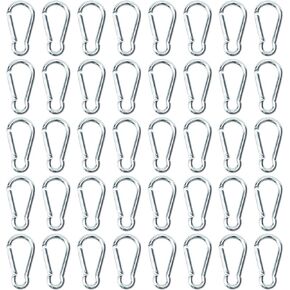 50pcs Small Carabiner Clips Mini Aluminum Carabiner Clip Keychain Bulk Hook Pack Carabeaner D Shape Hook Keychain for Home Hiking, Silver
