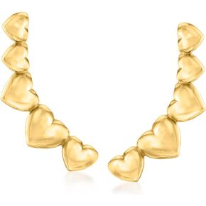 Ross-Simons 18kt Gold Over Sterling Heart Ear Climbers