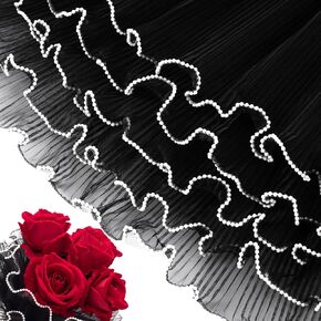 Joez Wonderful Bouquet Wrapping Paper with Pearl Florist 3pcs, 4 meters Long Mesh Flower Wrapping Paper White
