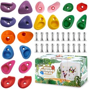 TOPNEW 20PCS Rock Climbing Holds for Kids, Climbing Rocks for Play Set, Swingset - Adult Rock Wall Holds with Mounting Hardware for Indoor Outdoor Rock Climbing Wall, Bright Color