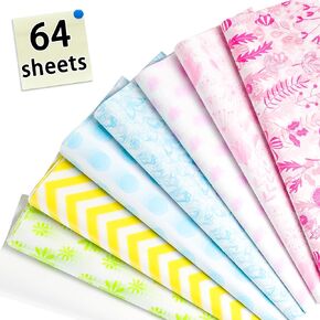 64 Sheets Tissue Paper Flower Pattern Gift Wrapping Tissue Paper for Gift Bags 20" x 28" Spring Style Decorative Art Tissue for Birthday Party Baby Shower Gifts Packaging