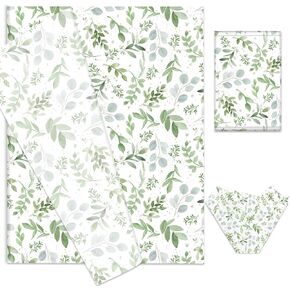 AnyDesign 100 Sheets Greenery Tissue Paper Watercolor Green Leaves Art Tissue Spring Wrapping Paper for Birthday Wedding DIY Crafts Gift Packing, 20 x 14 Inch