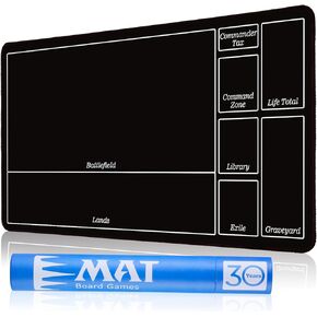 بساط اللعب MTG المُخيط من Biouai للعبة Magic The Gathering - بساط اللعب مع حافظة أنبوبية للعب ألعاب بطاقات MTG (المناطق السوداء) in Kuwait