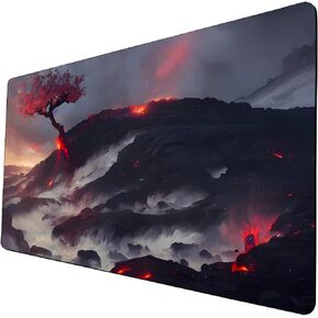 Fantasy Black Lotus TCG Playmat, 24 x 14 inches Game Mat for MTG Trading Card Game Playmats Smooth Surface Battle Game Rubber Collection Cool 09