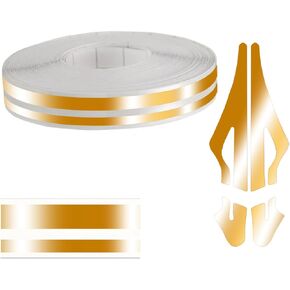 32Ft Car Pinstriping Tape, Vinyl Pin Striping Decals Car Trim Stripe Tape DIY Stickers, Universal Car Hood Body Side Stripe Glossy for Auto Motorcycle Home Door Musical Instrument (Gold)