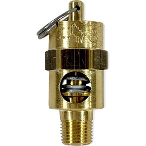 Brass, 1/8" NPT Industrial Soft Seat Safety Pressure Relief Valve, Made In The USA (25 PSI / 31 SCFM)