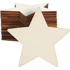 Juvale Wood Stars for Crafts, Unfinished Wooden Cutouts for DIY Projects (3.8 Inches) 24 Pack