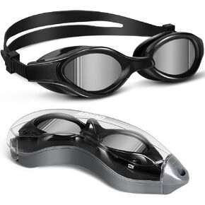 Aegend Polarized Swim Goggles, Upgraded Swimming Goggles High Nose Bridge Soft Silicone Anti-Fog No Leakage Adults Men Women
