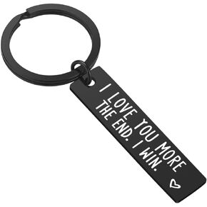 iWenSheng Valentine’s Day Gifts for Him Her - I Love You More The End I Win Keychain Couple Gifts for Boyfriend Girlfriend Husband Wife, Birthday Gifts for Men Women