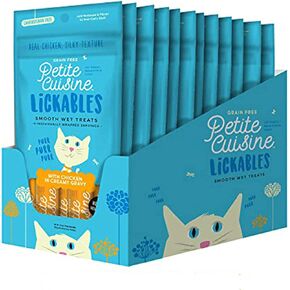 PETITE CUISINE Cuisine Lickables, Smooth Wet Cat Treats, Tuna in Creamy Gravy, 12 Pouches, 2oz Each (49165)