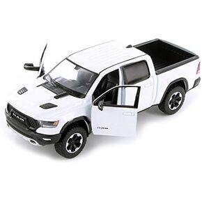2019 RAM 1500 Rebel Crew Cab Pickup Truck White 1/24 Diecast Model Car by Motormax 79358