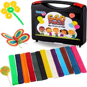 Vabrloy Wax Craft Sticks for Kids,640 Pcs Bendable Sticky Wax Yarn Sticks,Molding Sculpting Sticks for Kids DIY School Project,Art Supplies,with Plastic Storage Box(13 Colors)