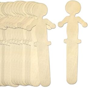 CraftySticks, 100 Pack People Shaped Wooden Craft Sticks, 5.25" Person Shape Wood Popsicle Sticks, Unisex Student Classroom Crafts DIY Sticks