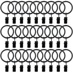 40 Pack Metal Curtain Rings with Clips, Curtain Hooks Hangers Clip Rings 1.35 in I D, Fits up to 1 in Diameter Curtain Rod, Strong Decorative Drapery Rings for Hanging Drapes Bows Hat.