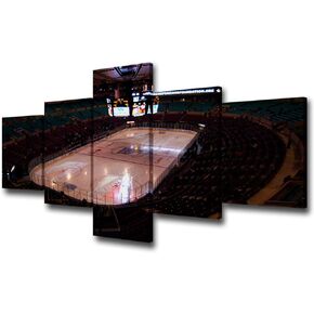 Los Angeles, California - The Famous Dodger Stadium with Downtown LA in the Background Pictures for Living Room 5 Piece Canvas Wall Art Modern Artwork Home Decor Stretched Ready to Hang - 50''Wx24''H