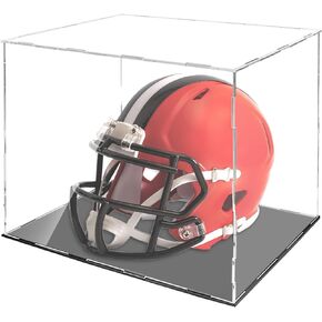 Football Helmet Display Case, Full Size Football Helmet Display Case Full Size with Mirror and Detachable Base UV Protection Clear Dust-Proof Box for Collectibles Memorabilia Storage (Plastic)