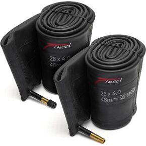 Fincci Pair 26 x 4.0 Fat Bike Inner Tubes 48mm Schrader Valve for Fat Electric Bicycle - Pack of 2 26x4.0 Fat Tire Bike Tube
