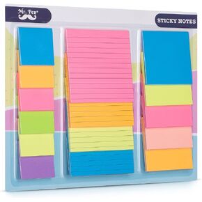 Mr. Pen Sticky Notes Variety Pack, Assorted Sizes, 15 Pc, Pastel Colored Sticky Pads